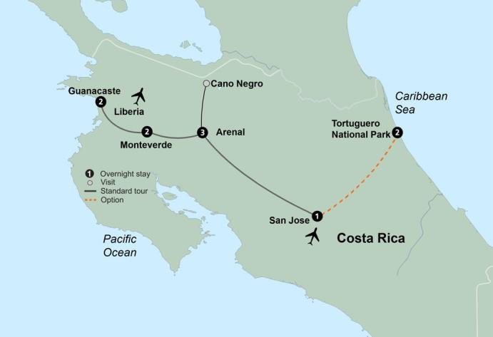 Costa Rica tour map